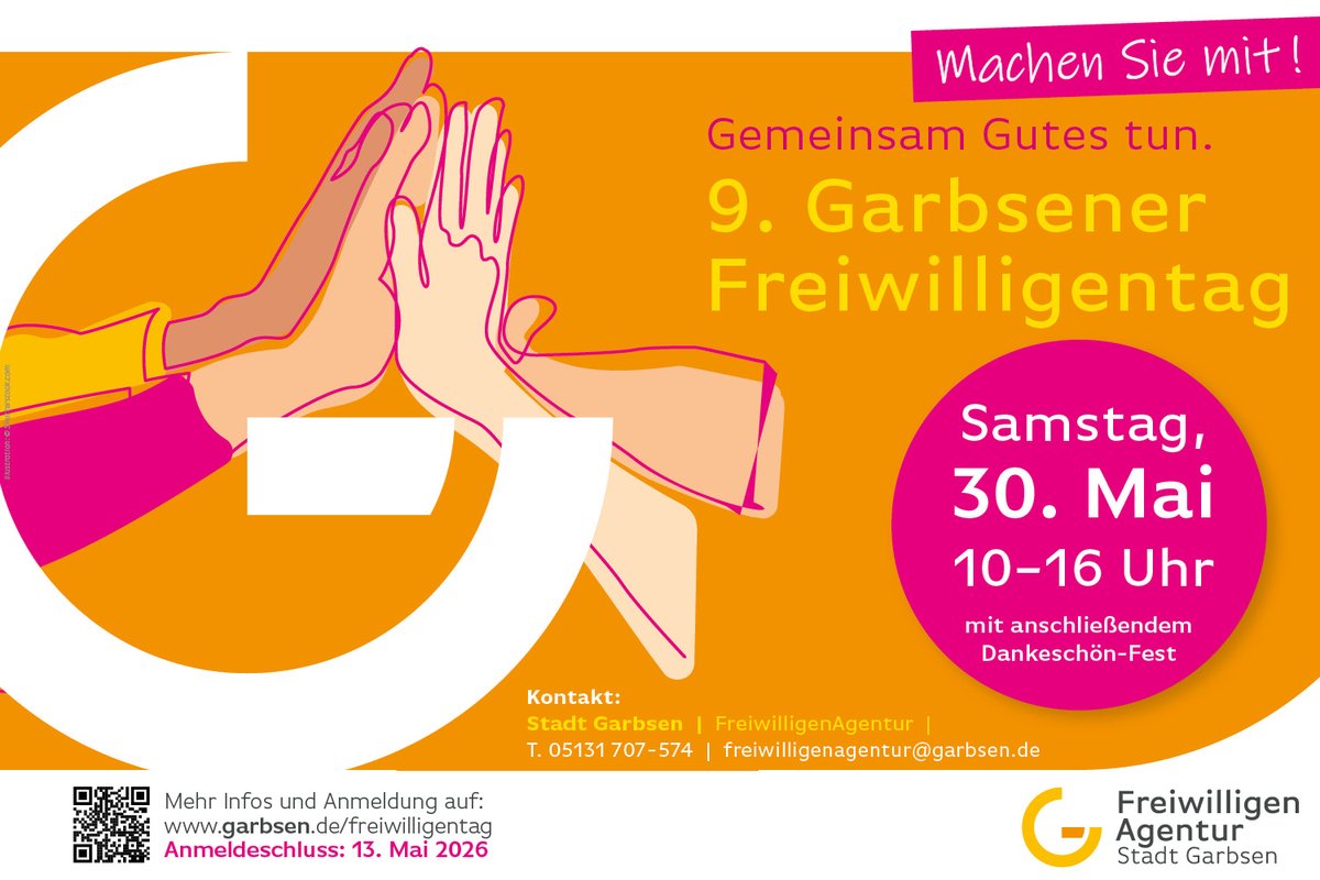 Jetzt noch anmelden für den neunten Garbsener Freiwilligentag